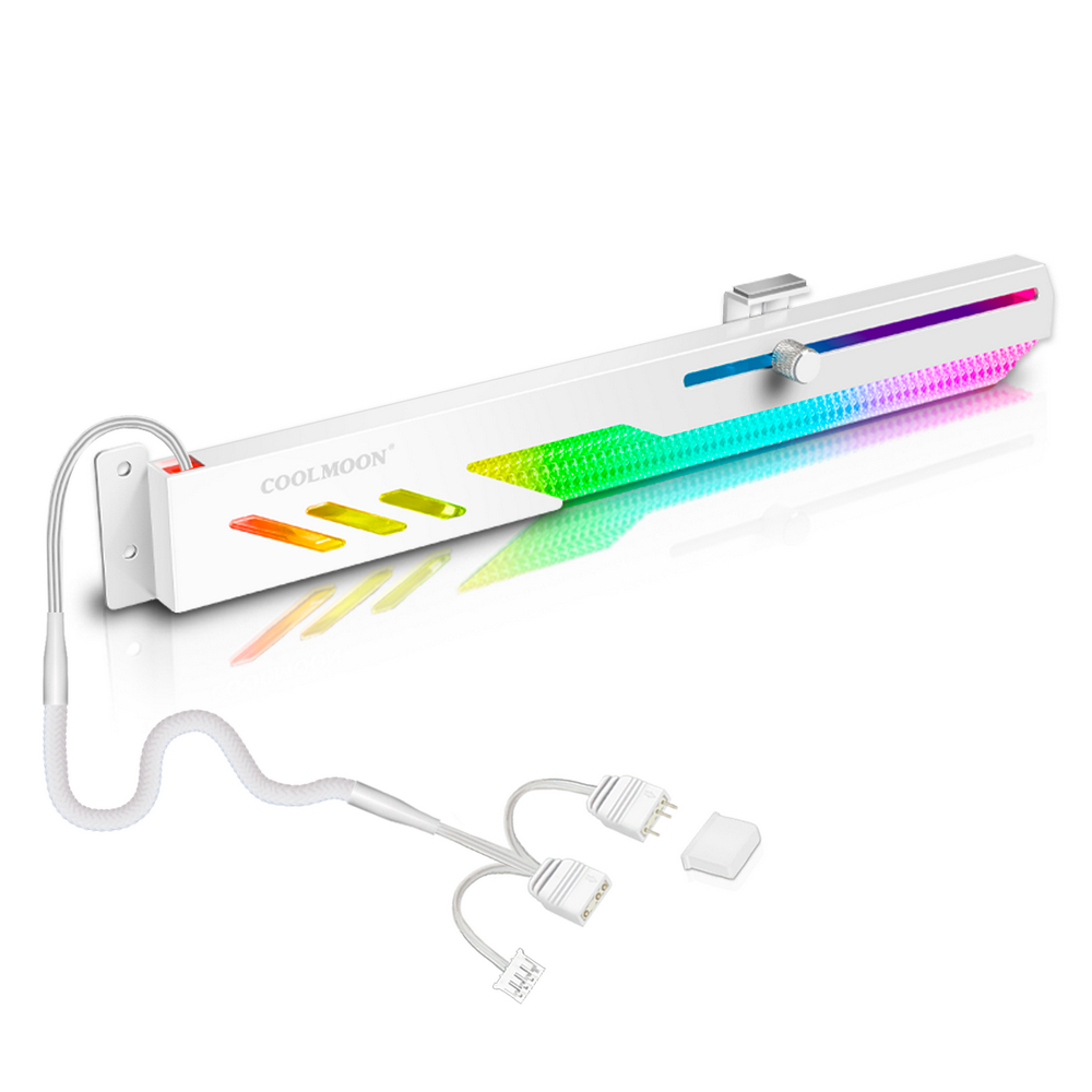 Suporte Placa Vídeo Branca (Gpu) Led ARGB 5v 3 Pinos Coolmoon GT8 Branco