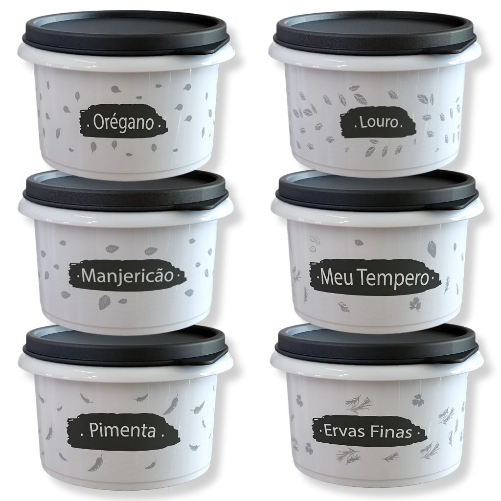 Potinho Hermético Porta Condimentos 6 Potes 180ml Tampa Vedação Reforçada Cozinha