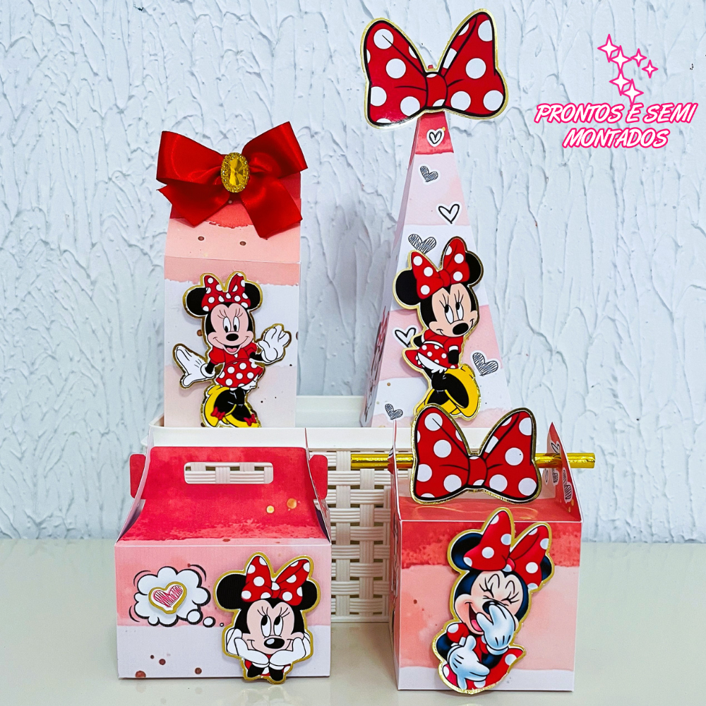 Kit Festa Minnie vermelha| Personalizados | lembrancinhas | festa infantil | aniversário | caixas milk e pirâmide
