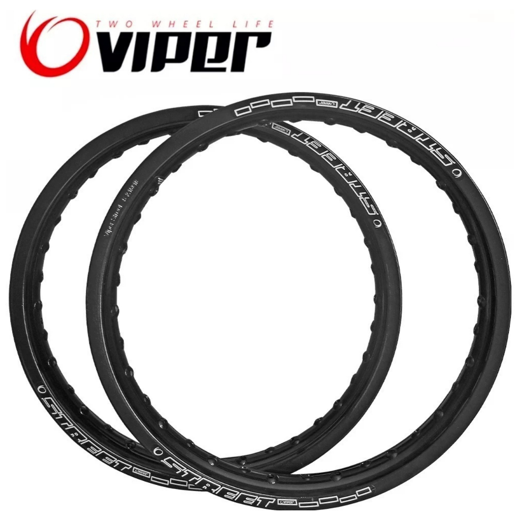 PAR DE AROS VIPER STREET CROMADO E PRETO BROS XRE 190 CROSSER 2.15x17 1.85x19 ALUMINIO
