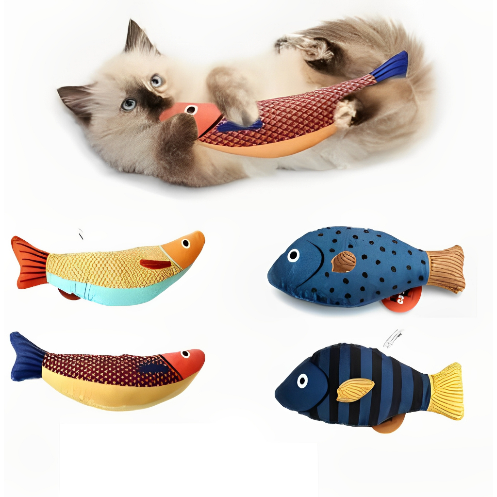 Brinquedo Interativo Para Gatos Peixe De Pelúcia Com Catnip Brinquedo Mordedor Para Pets Com Som 3D