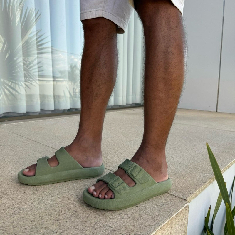 Chinelo Mascolino Sandália Slide Confortável Anatômica Leve Macia Fivelas Casual Antiderrapante Dia a Dia Flexível em Oferta na Shopee