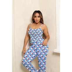 CONJUNTO BABY DOLL COM CALÇA AZUL