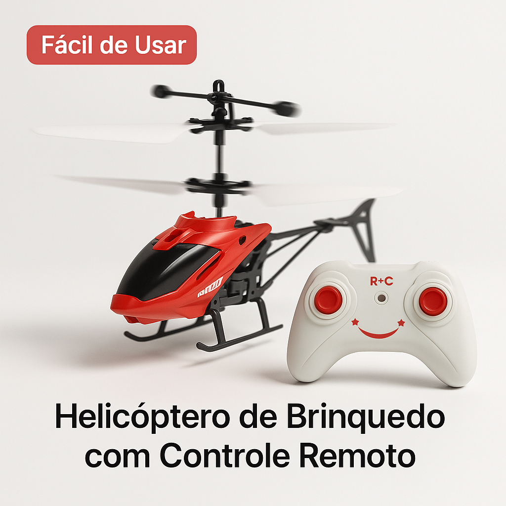 Helicóptero RC Brinquedo para Crianças e Adultos - Controle Remoto, Voo por Indução e Diversão em Família