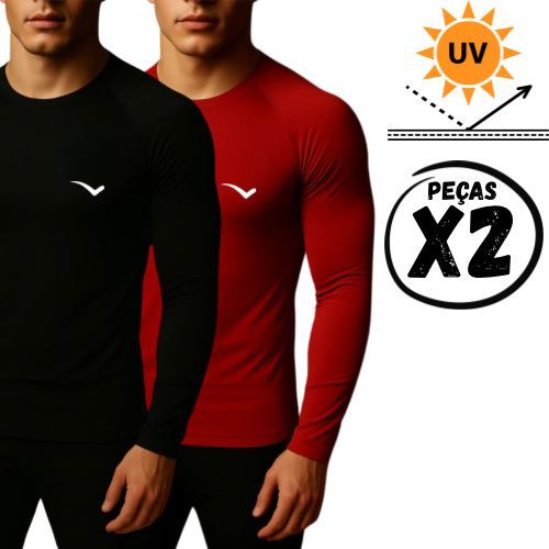 Kit com 2 camisas térmicas com proteção solar UV 50+