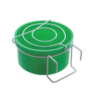 Comedouro Caneca Tigela Pote Plástica para Pássaros com Suporte e Grade Anti Desperdício em Arame