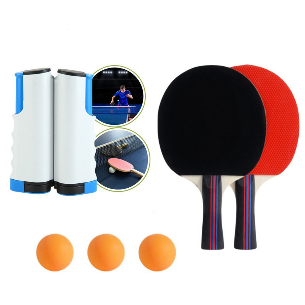 2 Raquete Ping Pong Tenis De Mesa Profissional Rede Retrátil Com Bolinhas