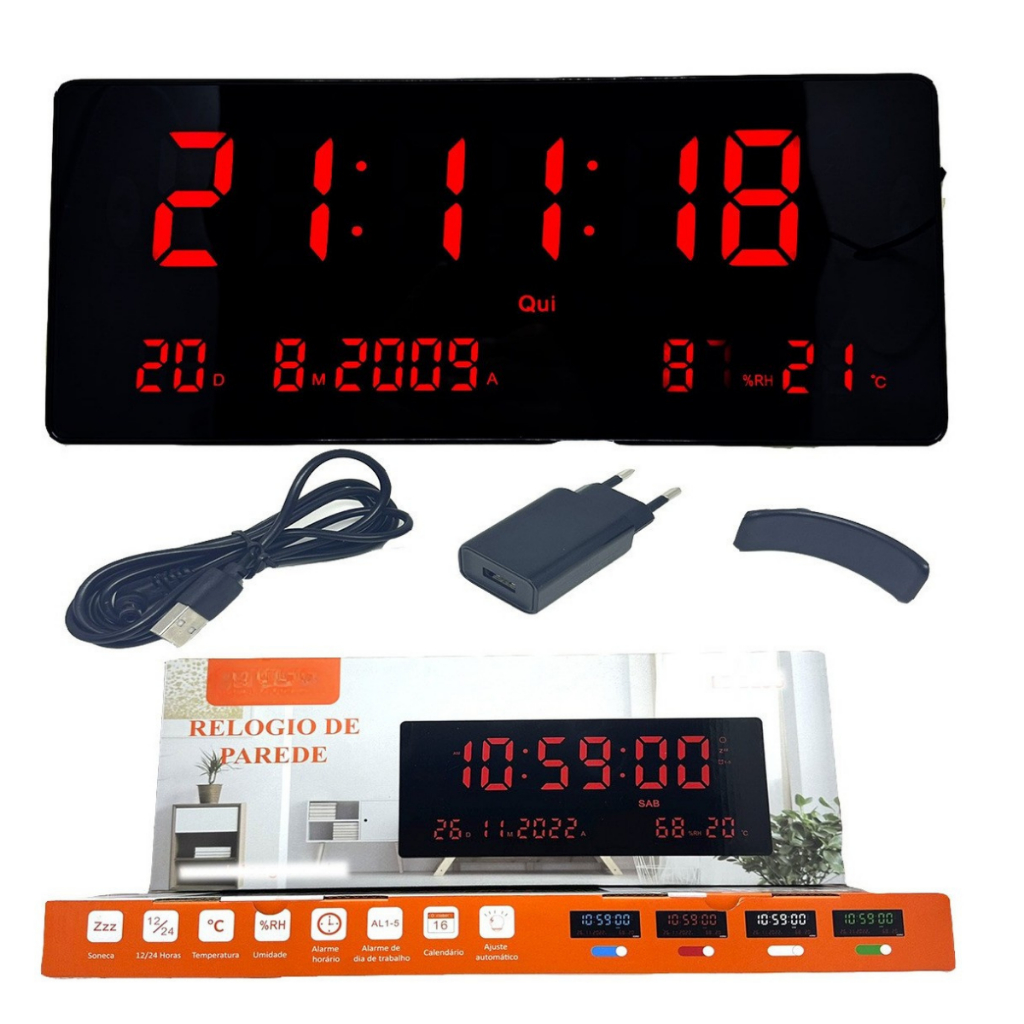 Relogio De Parede Led Grande Empresa Academia Igreja Recepção