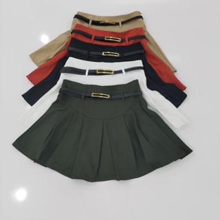 Saia Plissada Femenino Marrent Social Com Cinto E Ziper Verao em Oferta na Shopee