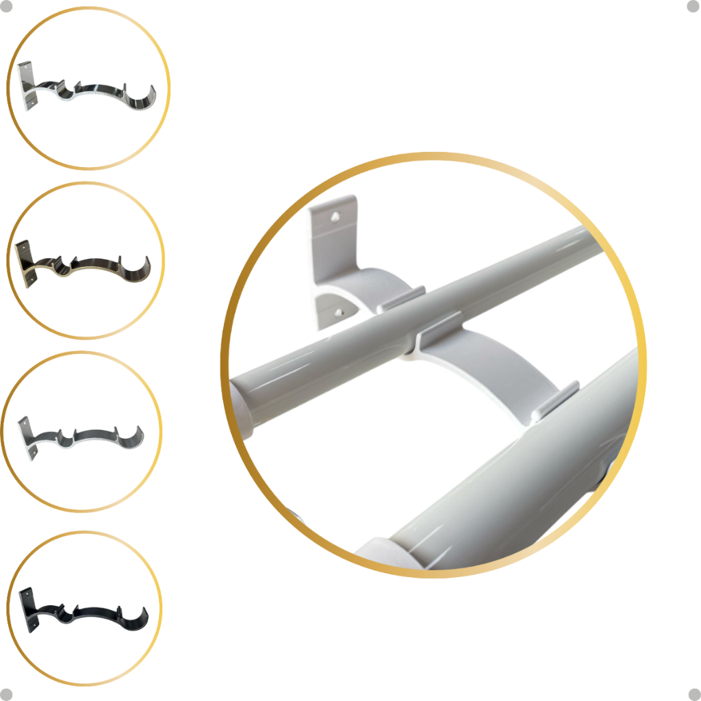 Kit 2 Suporte Duplo Comum Perfil Varão Cortina 19/28mm Ilhós Argola Instalação Par em Oferta na Shopee