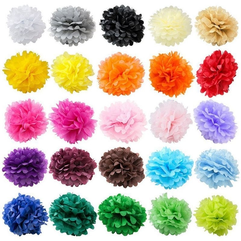 Kit Flor PomPom De Seda Enfeite Decorativo Pará Festa Cores Sortidas
