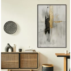 Quadro Decorativo Sala Com Moldura Quadro Abstrato Grande Dourado Preto Quadros Decorativos Quarto