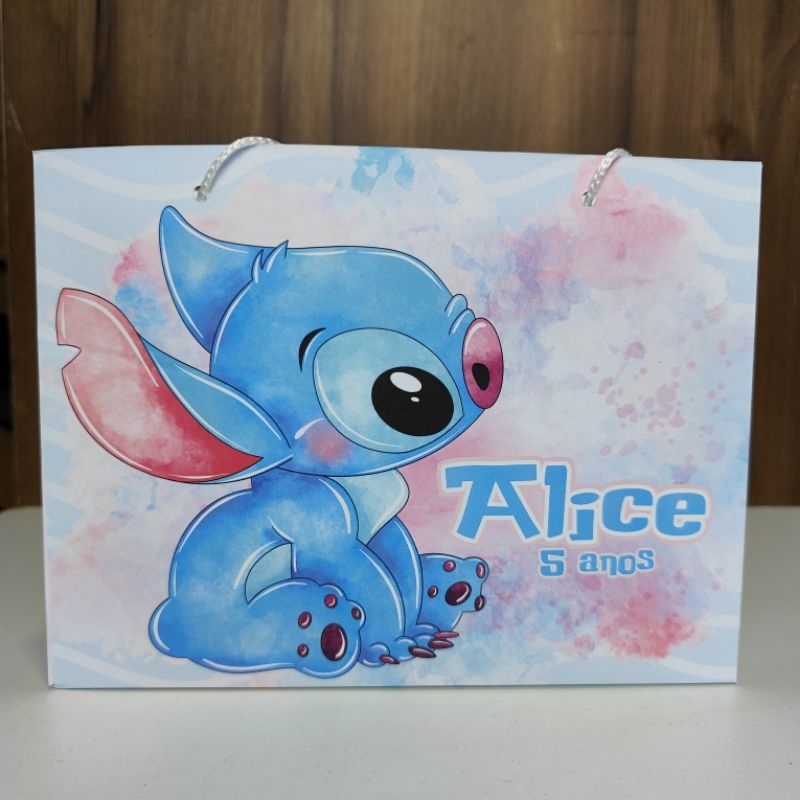 Sacolinha Personalizada Stitch - Pegue e Monte - lembrancinha Stitch