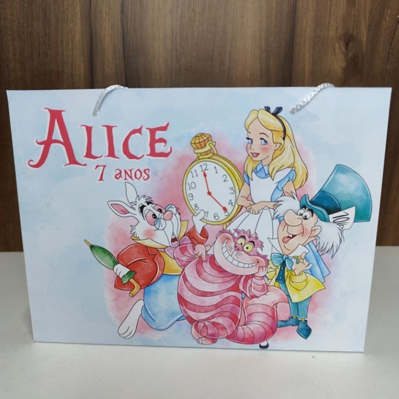 Sacolinha Personalizada Alice no país das Maravilhas - Pegue e Monte - Lembrancinha Alice no país das Maravilhas