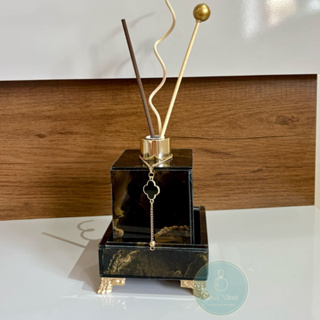 Kit Difusor De Ambiente Com Bandeja 10x10 2 Peças Vidro Banheiro Lavabo Efeito Mármore em Oferta na Shopee