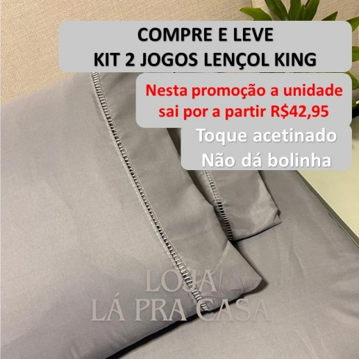 Kit 02 Jogos de Cama King Size 03 Peças 400 Fios Roupa de Cama Lençol King Micropercal Ponto Palito