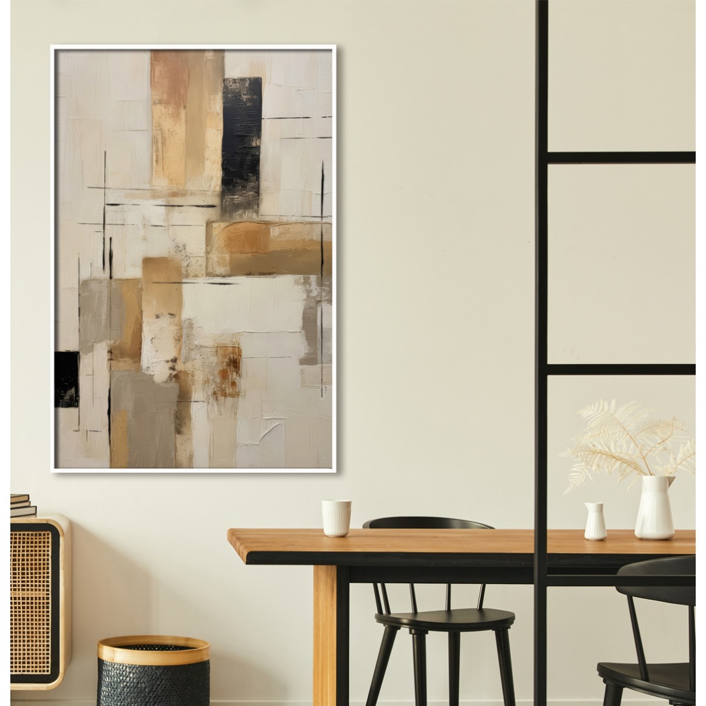 Imagem Quadro Abstrato Para Sala Quadro Com Moldura E Vidro Quadro Decorativo Escritório Retângulos Ouro