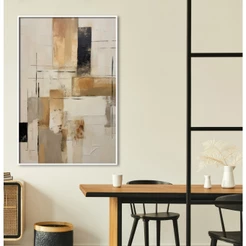 Quadro Abstrato Bege Quadro Decorativo Sala Grande Com Moldura E Vidro Quadros Decorativos Quarto