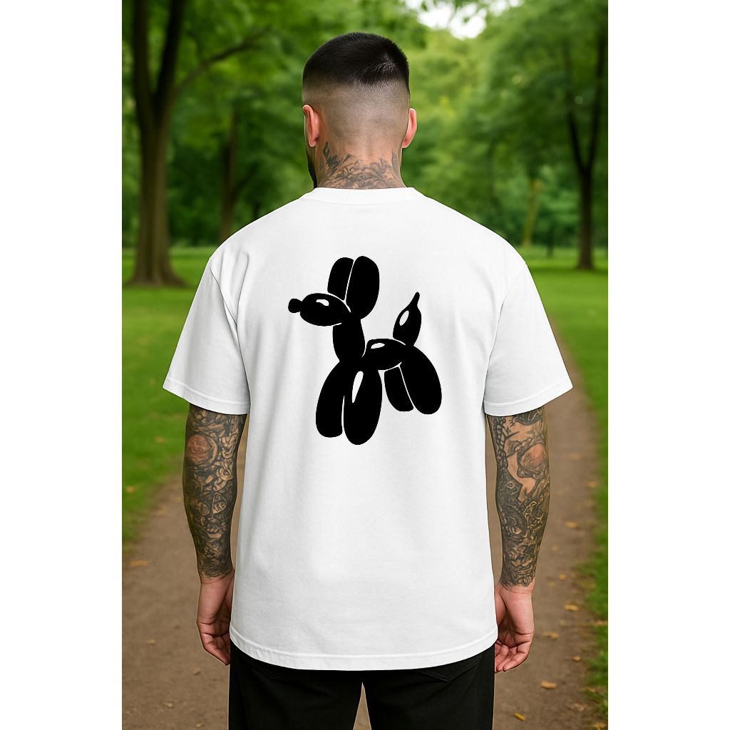 Camiseta Oversized Unissex Estampada Dog Ballon Tecido Em Algodão Moda Urbana Streetwear