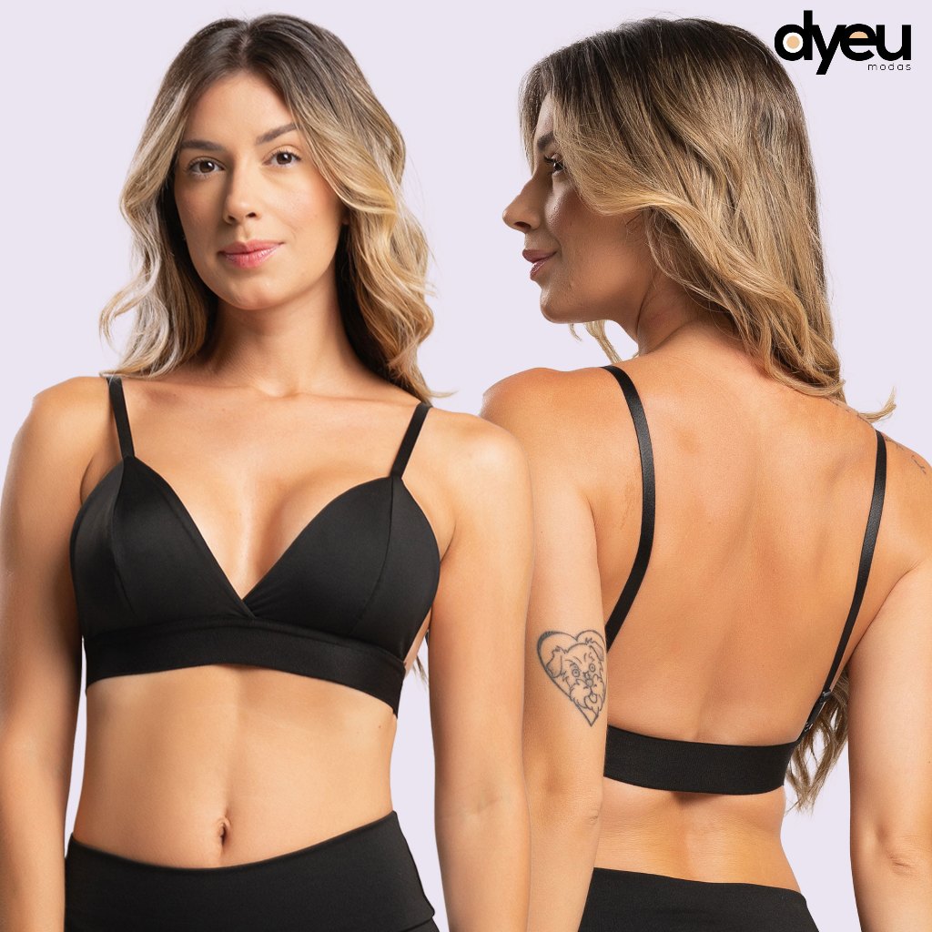 Top Academia Fitness com Forro Alça Fina e Elástico na Barra Sutiã Esportivo Costa Nua Feminino em Oferta na Shopee