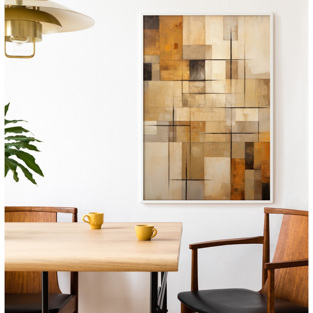 Imagem Quadro Decorativo Com Moldura Sala Quadro Decorativo Quarto Casal Escritório Abstrato Quadriculado