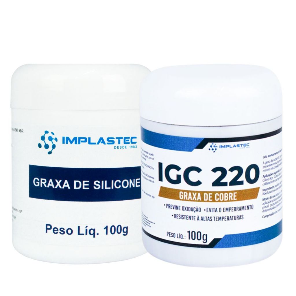 Kit Graxa Silicone 100g Para Pino Da Pinça Freio E Graxa De Cobre 100g - Implastec em Oferta na Shopee