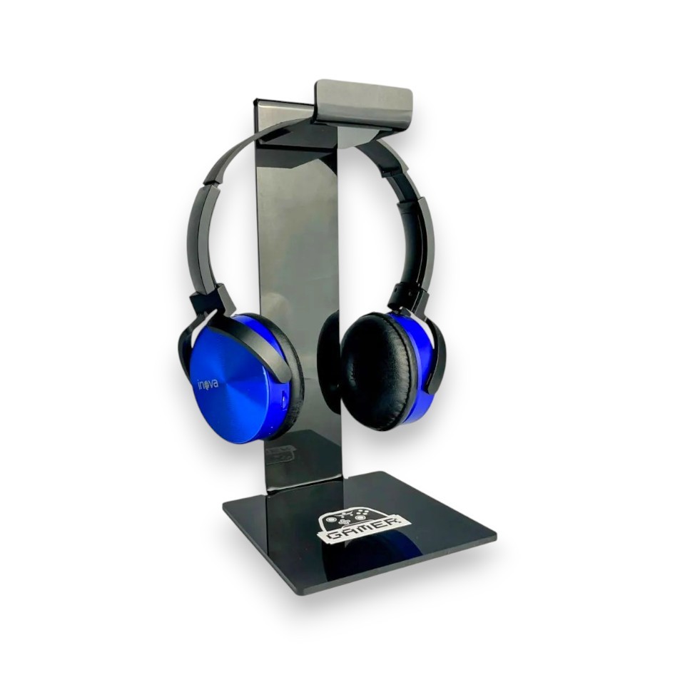 Suporte Gamer (Tam. Médio) Em Acrílico Preto - Para Headset
