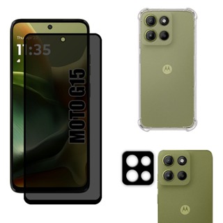Kit Para Moto G15 | Película de Privacidade Fosca - Capa Anti Shock - Película da Câmera 3D em Oferta na Shopee