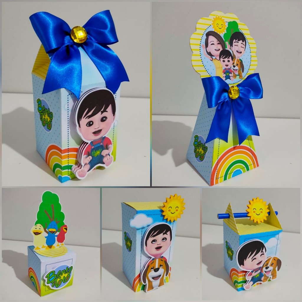 Kit de 20 a 50 personalizados Bento e Totó– Lembraixinhas Infantis, Caixinhas Personalizadas, Papelaria Personalizada, P