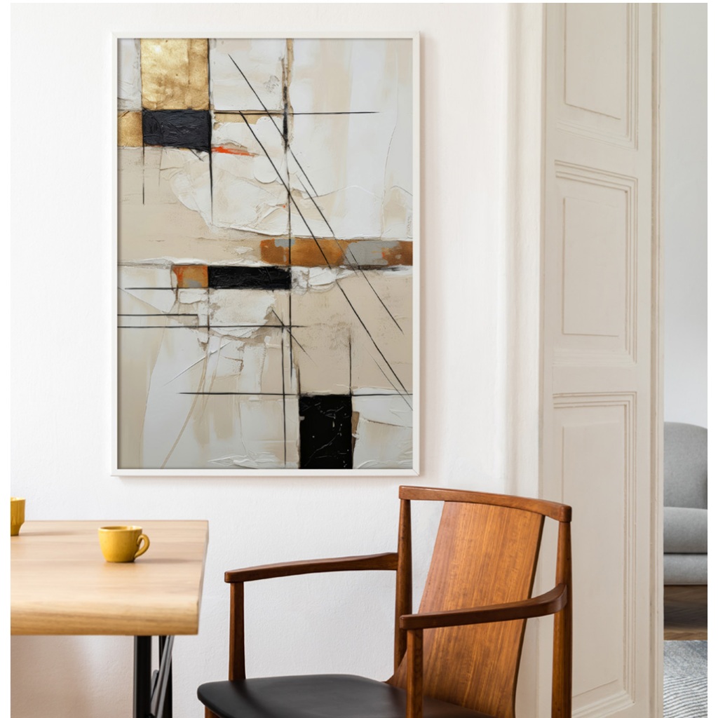 Quadro Abstrato Quadro Com Moldura Quadro Decorativo Sala Grande Quadro Dourado Texturas Cruzadas
