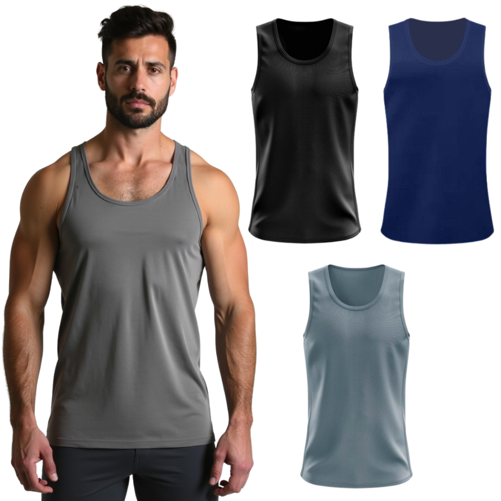 Regata Masculina Dry Fit 100% Poliéster Proteção UV Caminhada Corrida Treino em Oferta na Shopee