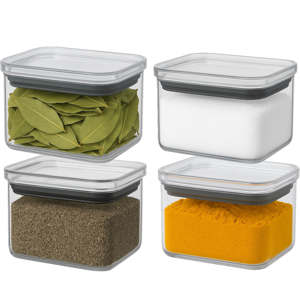 4 Potes Organizador de Cozinha Pequenos Temperos Alimentos Empilhável 550ml em Oferta na Shopee