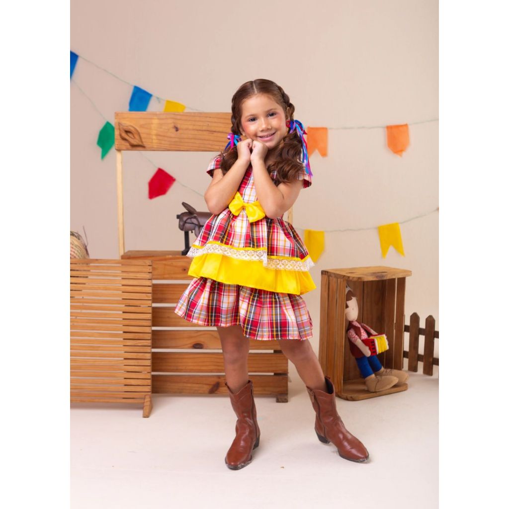 vestido menina festa junina promoção caipirinha escola promoçao festa junina