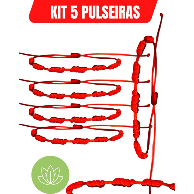 KIT 5 Pulseiras Vermelha 7 Nós Kabbalah Original Contra Inveja Cabala Acessórios feminino e Masculino em Oferta na Shopee