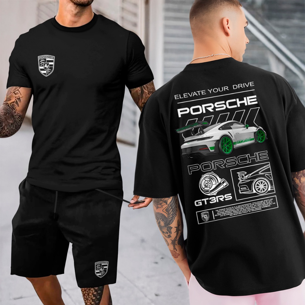 Kit Camisa e Bermuda Moletom PORSCHE GT3RS 100% Algodão – Conjunto Lançamento Exclusivo