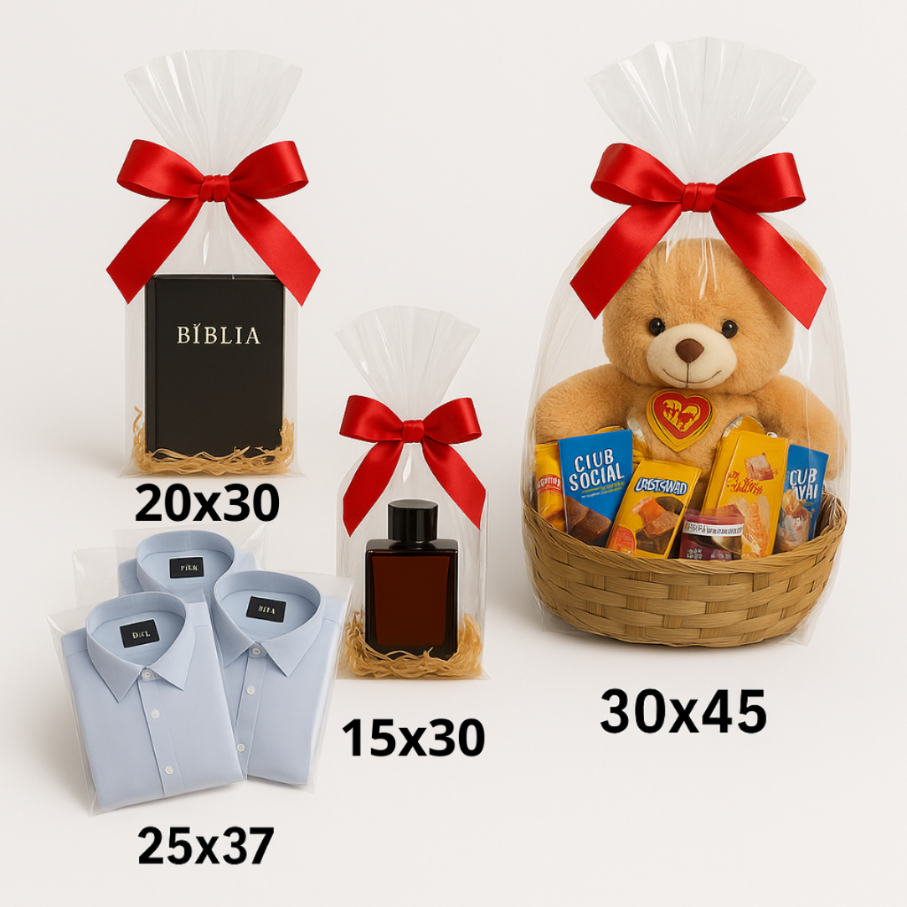 Saco de Celofane Transparente Premium Para Presente 15x30/25x37/30x45 Kit 50 Dias dos Namorados. em Oferta na Shopee