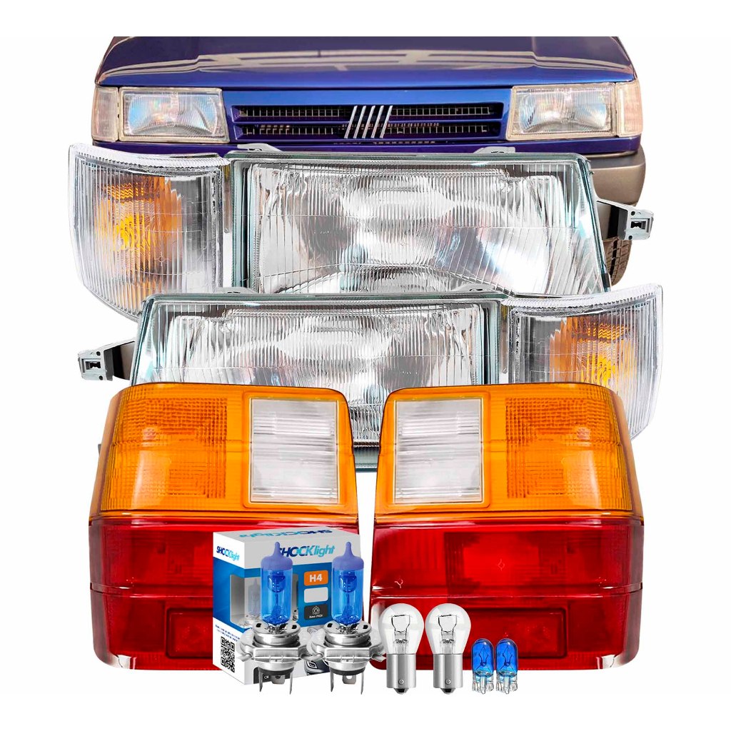 Farol Uno 91 92 93 94 95 96 97 A 2004 Seta Cristal Lanternas Tricolor e Lâmpadas Super Brancas 8500k