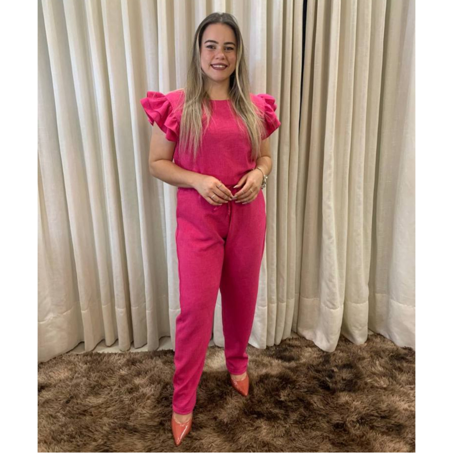 Conjunto Feminino Casual Chique Sofisticado em Linho Calça Blusa Roupa Feminina Moda Cores Primavera Verão Promoção