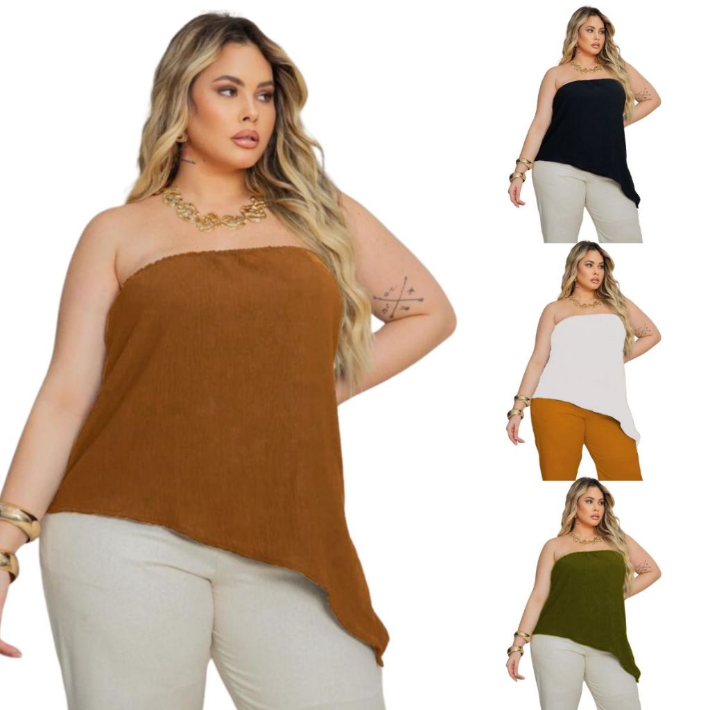 Blusa Tomara Que Caia Bata Assimétrica Blusinha Cropped Roupa Feminina Plus Size