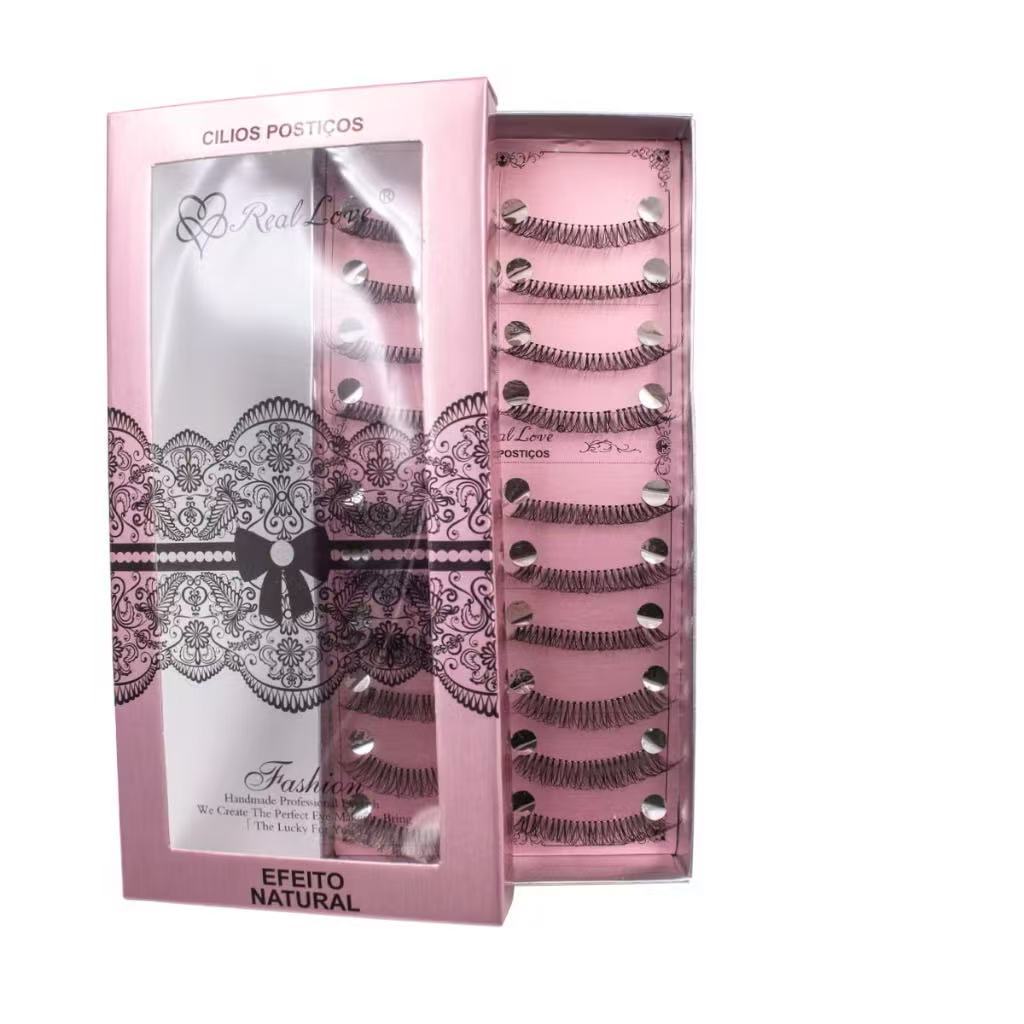 Cílios Postiços De Fibra com 10 Pares - Real Love em Oferta na Shopee