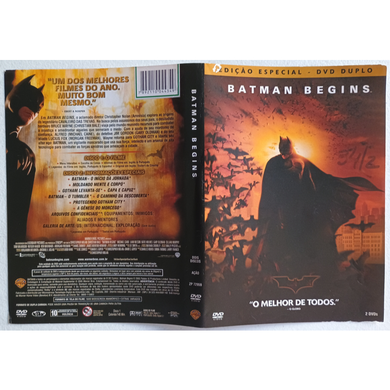 DVD FILME BATMAN BEGINS ( DVD DUPLO EDIÇÃO ESPECIAL)
