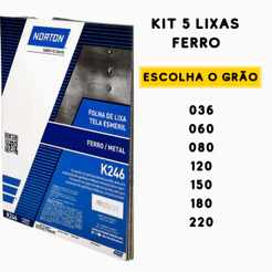 Kit 5 Lixas Ferro Grão 36 ao 220 Norton - Escolha o Grão