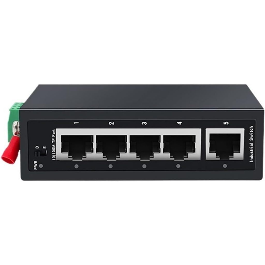 Switch PoE Industrial 5 Portas 100M ZX500-AF-41 – 4 PoE, Montagem em Trilho DIN, Caixa Metálica Resistente
