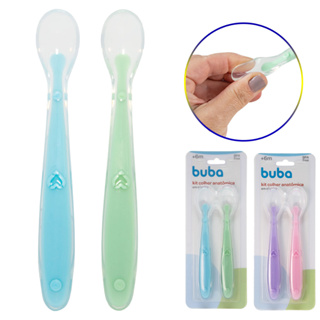 Kit com 2 Colheres de Silicone Anatômica para Introdução Alimentar Gengivas Delicadas Buba em Oferta na Shopee