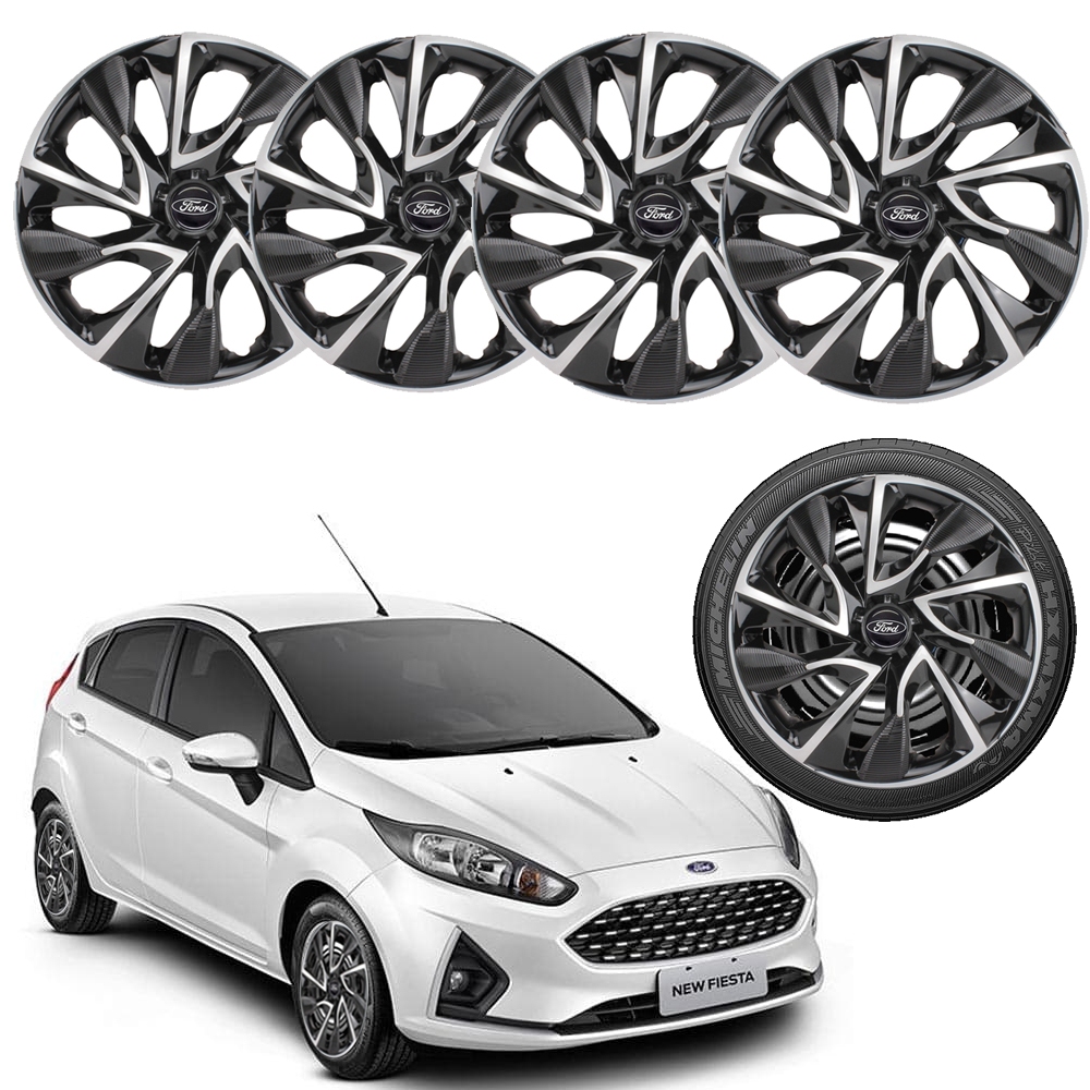 Kit 4 Calotas Esportivas  Ds4 Aro 13 14 15 Escort Ford Ka Fiesta Focus