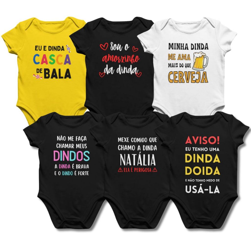 Body Bebê Dindos - Modelos Variados - Menino - Menina Afilhados em Oferta na Shopee
