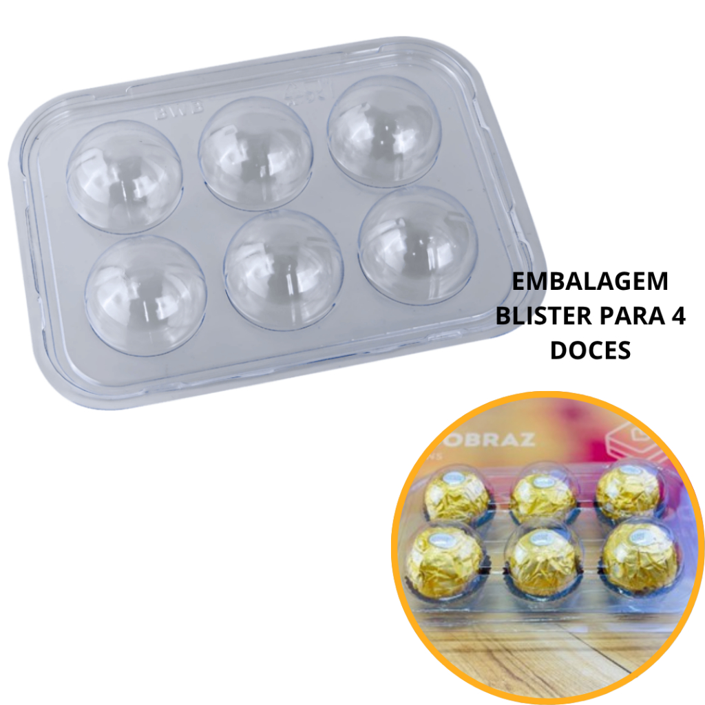 Kit 10~50 Embalagem para 6 Doces Brigadeiro BLISTER P/ 6 DOCES  Yinpack (CHOCO) em Oferta na Shopee