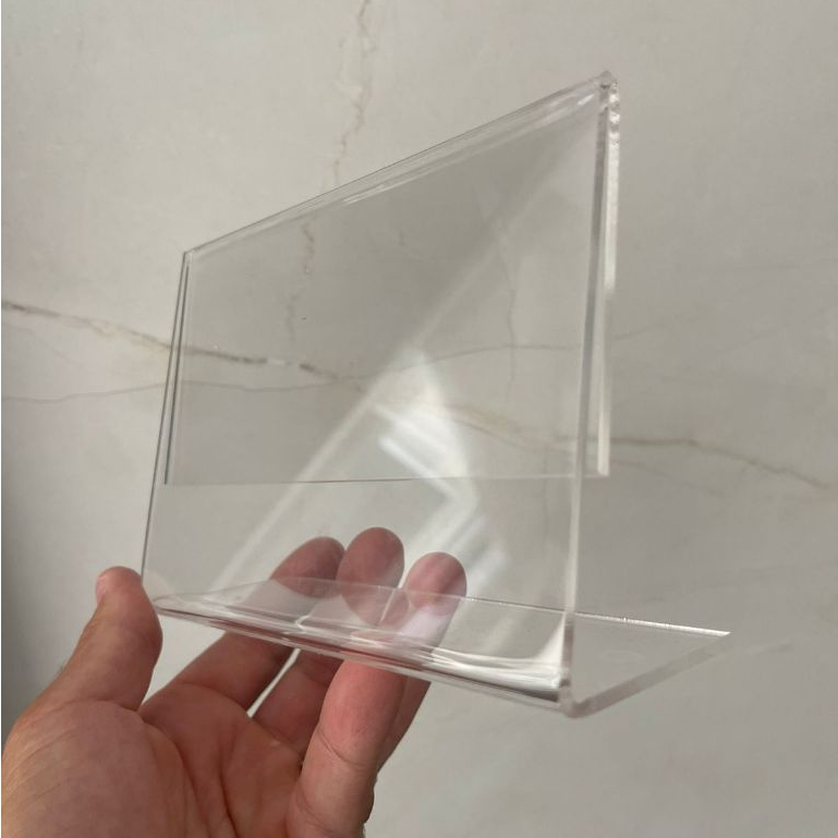 Suporte Horizontal de Acrílico Porta Retrato para Informações e Fotos de Mesa