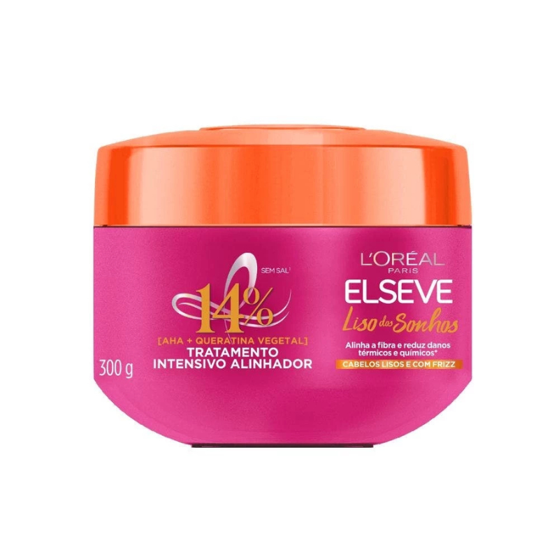 MASCARA DE TRATAMENTO ELSEVE LISO DOS SONHOS 300G ALINHA A FIBRA E REDUZ DANOS