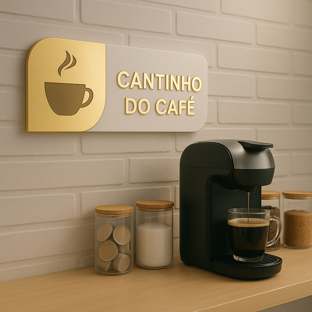 Letreiro Cantinho Do Café Acrílico Espelhado Identificação em Oferta na Shopee